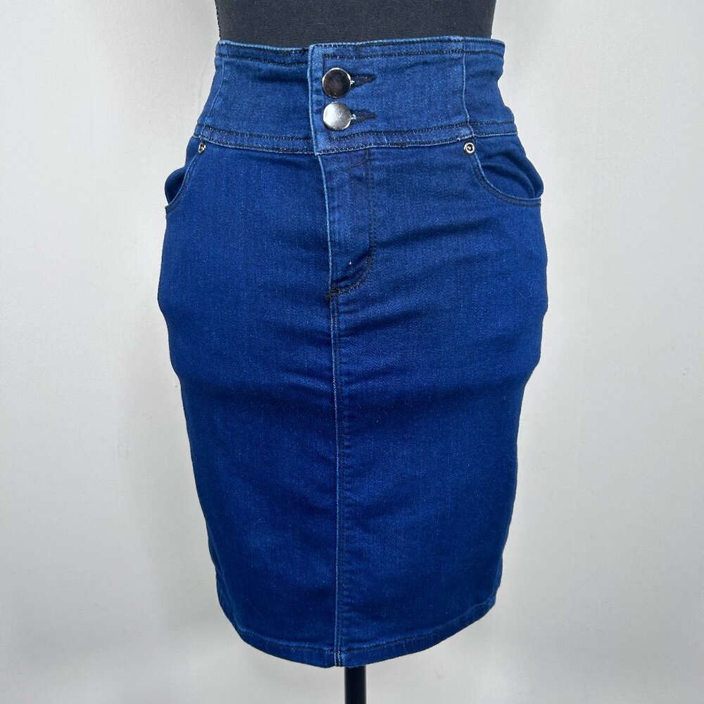 Forever 21 Denim Jean Pencil Skirt Women's Small Above Knee Blue Casual